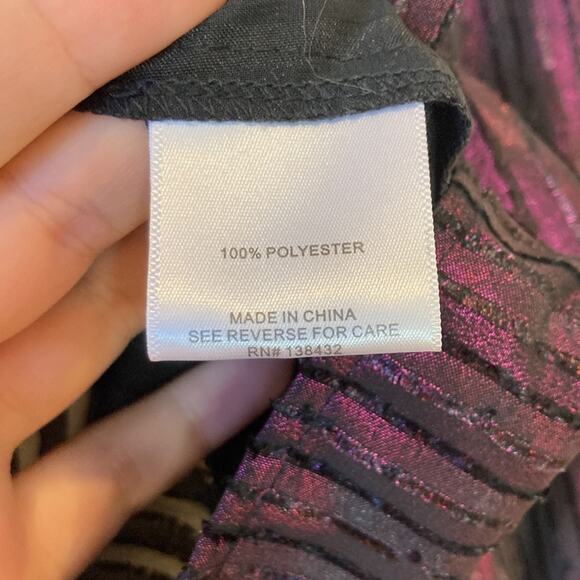 ModCloth Purple Striped Sheer Metallic Button Down Blouse Size M - Picture 9 of 13